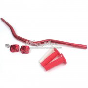 Red 28mm 1 1/8" Motorcycle Fat Handlebar Handle + CNC Mounting Clamp Adaptor + Soft Grips