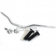 Silver 28mm 1 1/8" Motorcycle Fat Handlebar + CNC Mounting Clamp Adaptor + Soft Grips