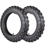 SET OF TWO: Knobby Tires 2.50-10 (Rim 10") Front/Rear Tube Type Off Road Motocross Pattern + Matching Inner Tubes (TR6)