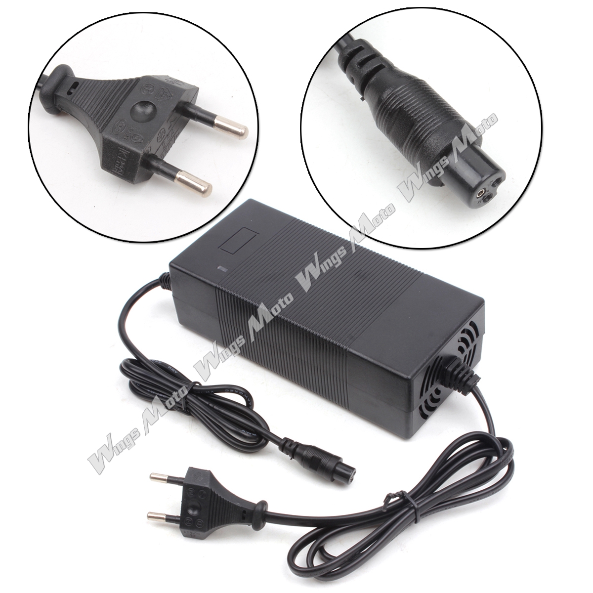 36V 42V Power Adapter 3-Prong Inline Connector for Pocket Mod, Sports Mod and Dirt Quad Lithium Battery Charger EU Plug