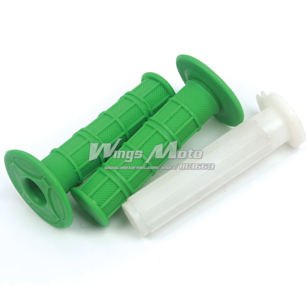 22mm 7/8" Motorcycle Handle Grips + Throttle Sleeve Super Soft Rubber Anti-slide Hand Grips Green